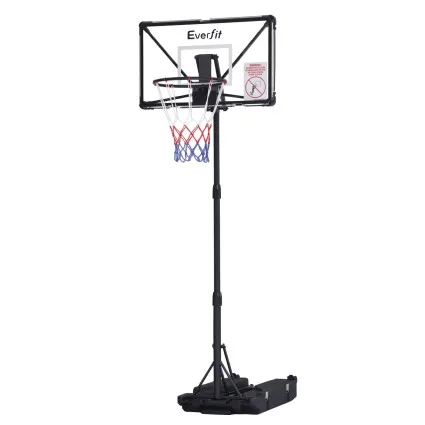 Everfit Portable Basketball Hoop Adjustable Foldable Stand 2.07m Polycarbonate Backboard Steel Rim Mobile System
