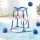 Keezi Kids Adjustable Basketball Hoop and Ring Toss Set Blue with 4 Balls Stable Base 77-105cm Total