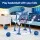 Keezi Kids Adjustable Basketball Hoop and Ring Toss Set Blue with 4 Balls Stable Base 77-105cm Total