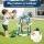 Keezi Kids Adjustable Basketball Hoop and Ring Toss Set Blue with 4 Balls Stable Base 77-105cm Total