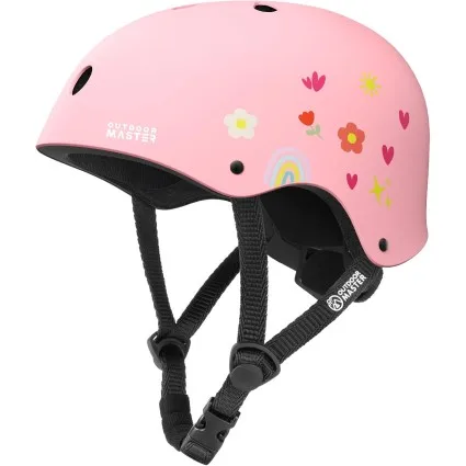 Outdoor Master Youth Kids Bike Helmet Medium Adjustable Multi-Sports Removable Liners Pink Flower