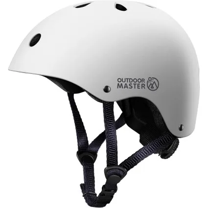 Outdoor Master Youth Kids Bike Helmet Adjustable Multi-Sports Removable Liners for Scooters Skateboards White Large