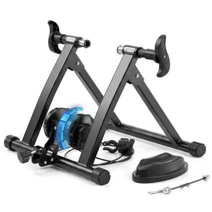 Everfit Foldable Indoor Bike Trainer Stand with Magnetic Resistance Black for 26 to 29-inch and 700C Wheels
