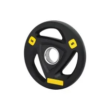 Everfit Olympic Weight Plate 5kg Cast Iron with Rubber Coating, 3-Grip, 51mm Hole for Barbells & Dumbbells, Black