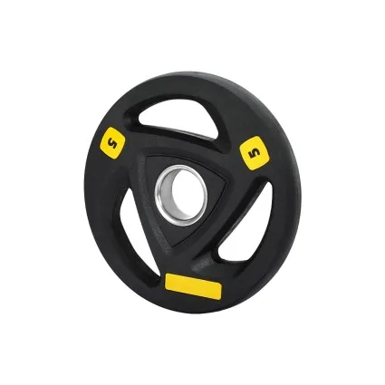 Everfit Olympic Weight Plate 5kg Cast Iron with Rubber Coating, 3-Grip, 51mm Hole for Barbells & Dumbbells, Black