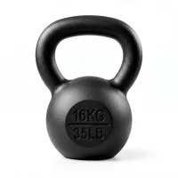 Everfit 16kg Cast Iron Kettlebell Powder Coated Flat Bottom Black
