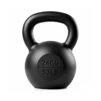 Everfit 24kg Cast Iron Kettlebell Flat Bottom Powder Coated Black