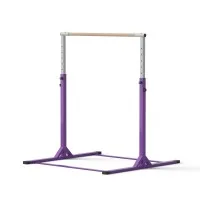 Everfit Kids Gymnastics Bar 103-158cm Adjustable Pull Up Station with Wooden Horizontal Bar Purple