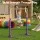 Everfit Kids Gymnastics Bar 103-158cm Adjustable Pull Up Station with Wooden Horizontal Bar Purple