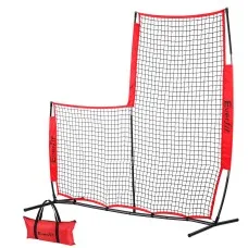 Everfit Baseball Pitching Net L Screen Softball Practice with 8-Strand Net and Carry Bag Black
