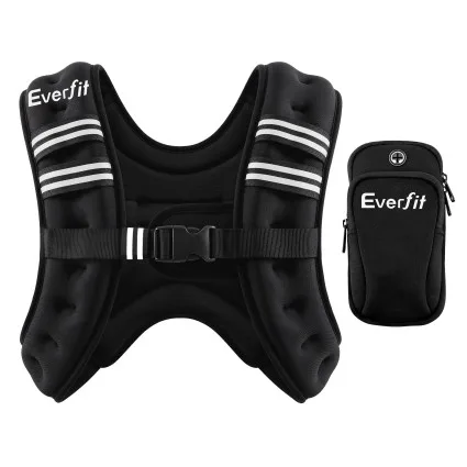 Everfit 3kg Weighted Vest for Men Women Reflective Running Vest with Arm Smartphone Pouch and Locked Fit