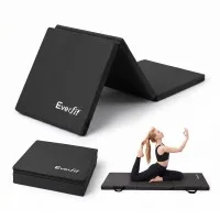 Everfit Folding Gymnastics Mat 181 cm x 61 cm x 5 cm Portable 3‑Fold Tumbling Mat Black Durable Cover