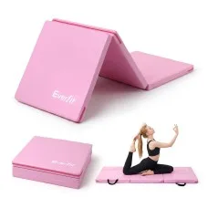 Everfit 181cm x 61cm x 5cm Folding Gymnastics Mat Portable 3-Fold Tumbling Mat Pink for Home Fitness