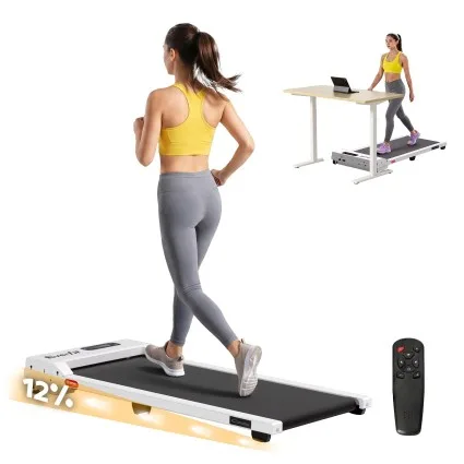 Everfit 3-in-1 Walking Pad Treadmill 12% Incline 2.0HP 110kg Under Desk 38cm Belt White Home