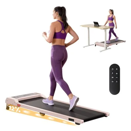 Everfit 3-in-1 Walking Pad Treadmill 12% Incline Under Desk 2.5HP 1-10km/h 6 Programs 40cm Belt Pink