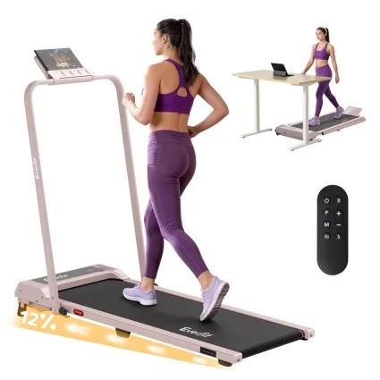 Everfit 3-in-1 Walking Pad Treadmill 12% Incline 2.5HP 40cm Wide Belt Foldable Under Desk Pink