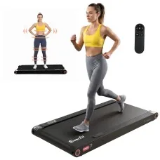 Everfit 4-in-1 Vibration Walking Pad Under Desk Treadmill with App Control Black 100x38cm Belt 120kg