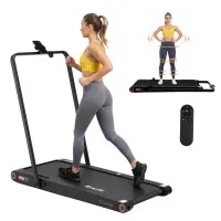 Everfit 4-in-1 Vibration Walking Pad Treadmill Foldable Under Desk 0.8–10 km/h App Control 100x38cm Black