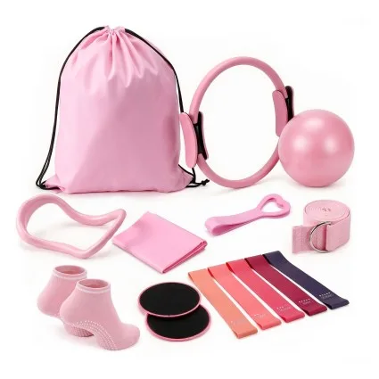 Everfit 15 in 1 Pilates Kit for Women with 34 cm Ring 25 cm Ball TPE Bands Pink or Purple Equipment Set