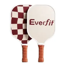 Everfit Pickleball Paddle Set Fibreglass Surface Honeycomb Core Includes Bag and 4 Balls Brown Checker
