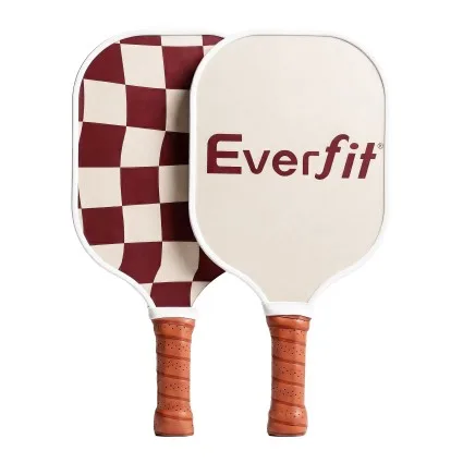 Everfit Pickleball Paddle Set Fibreglass Surface Honeycomb Core Includes Bag and 4 Balls Brown Checker