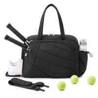 Everfit Tennis Tote Bag Gym Duffle Bag 35L Holds 2 Rackets with Shoe Compartment and Wet-and-Dry Pocket Black