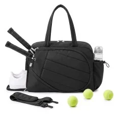 Everfit Tennis Tote Bag Gym Duffle Bag 35L Holds 2 Rackets with Shoe Compartment and Wet-and-Dry Pocket Black