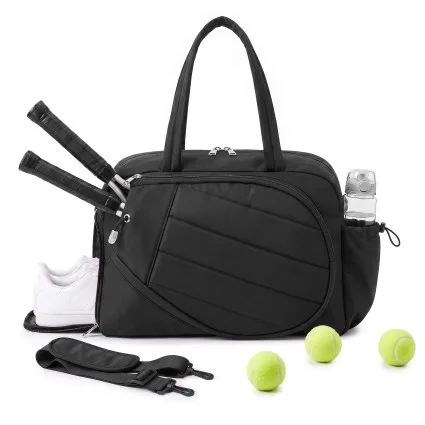 Everfit Tennis Tote Bag Gym Duffle Bag 35L Holds 2 Rackets with Shoe Compartment and Wet-and-Dry Pocket Black