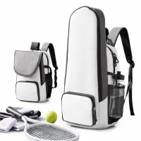 Everfit Foldable Tennis Racket Backpack for 2 Rackets with Shoe Compartment Grey and White