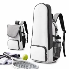 Everfit Foldable Tennis Racket Backpack for 2 Rackets with Shoe Compartment Grey and White