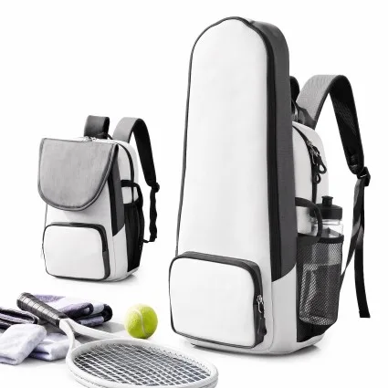Everfit Foldable Tennis Racket Backpack for 2 Rackets with Shoe Compartment Grey and White