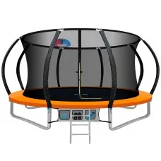 Everfit 12FT Kids Trampoline w/ Safety Net, Ladder, Basketball Set - Heavy-Duty Steel Frame, UV-Resistant, Orange
