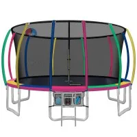 Everfit 16FT Kids Trampoline with Ladder, Safety Net, Basketball Set - Heavy-Duty Steel Frame, UV-Stabilised Padding