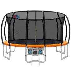 Everfit 16FT Kids Trampoline w/ Ladder, Safety Net, Basketball Set, UV-Tested Steel Frame, Anti-Graze Mat - Orange