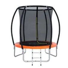 Everfit 6FT Kids Trampoline with Ladder, Safety Enclosure Net, Marine-Grade Steel Frame, UV-Resistant, Orange