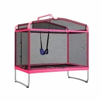 Everfit 6FT Kids Trampoline 3-in-1 Rebounder with Swing Belt and Zipped Entrance Pink