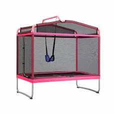 Everfit 6FT Kids Trampoline 3-in-1 Rebounder with Swing Belt and Zipped Entrance Pink
