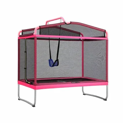 Everfit 6FT Kids Trampoline 3-in-1 Rebounder with Swing Belt and Zipped Entrance Pink