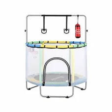 Everfit 140cm Kids Trampoline with Basketball Set Sandbag Boxing Game and Adjustable Gymnastics Bars 150kg Capacity