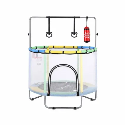 Everfit 140cm Kids Trampoline with Basketball Set Sandbag Boxing Game and Adjustable Gymnastics Bars 150kg Capacity