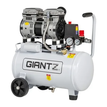 Giantz 24L Steel Air Compressor, 0.75HP Oil-Free, Quiet 58dB, Portable Tyre Inflator with 115PSI &amp; 40