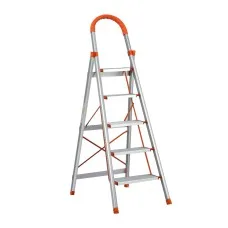Giantz 5 Step Multi-Purpose Folding Ladder - Lightweight Aluminium, Non-Slip, Easy Grip, 150kg Capacity, Space-Saving