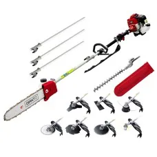 Giantz 62CC 9-in-1 Multi-Tool Gardener: Pole Chainsaw, Hedge Trimmer, Brush Cutter, Whipper Snipper with 4.3