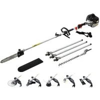 Giantz 65CC Pro-Series 7-in-1 Pole Chainsaw: Petrol Brush Cutter, Hedge Trimmer, Whipper Snipper, 5.6m Reach,