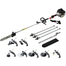 Giantz 62CC Pole Chainsaw 9-in-1 Multi-Tool: Hedge Trimmer, Brush Cutter, Whipper Snipper, 5.6m Reach,