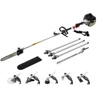 Giantz 62CC 7-in-1 Multi-Tool: Pole Chainsaw, Hedge Trimmer, Brush Cutter, 5.6m Reach, Anti-Vibration,