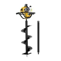 Giantz 82CC Post Hole Digger 300mm Heavy Duty Steel Petrol Auger with 80cm Extension, Anti-Vibration Handle