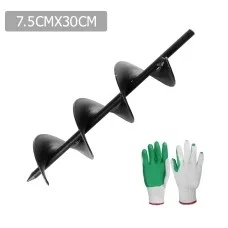 GIANTZ Heavy-Duty Steel Power Garden Auger, 7.5x30cm, Black - Ideal for Efficient Planting on Various Grounds