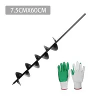 GIANTZ Power Garden Auger - Heavy-Duty Steel, 7.5x60cm, Black - Perfect for Planting, Fits 13mm Drill Chuck, 1