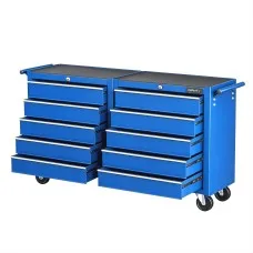 Giantz 10-Drawer Tool Chest Trolley, 100kg Capacity, Ball Bearing Slides, Locking Cam and Blue Steel